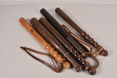 Lot 813 - Five wooden Police Truncheons