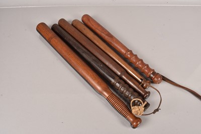 Lot 822 - Five wooden Police Truncheons