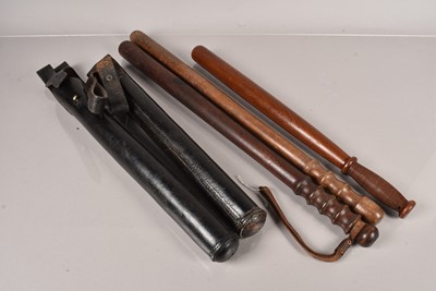 Lot 824 - Three long Wooden Police Truncheons