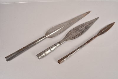 Lot 911 - Three African Tribal Spear Heads