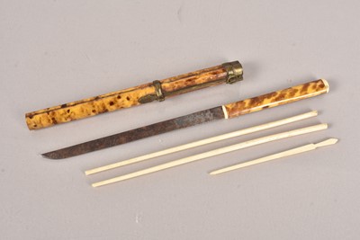 Lot 978 - A Japanese Trousse Knife and chopstick set