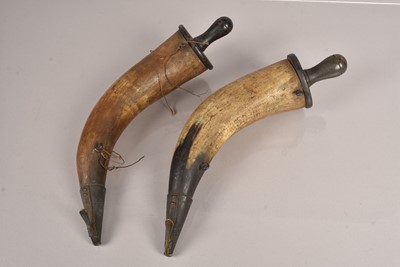 Lot 1048 - A pair of Cattle Horn Powder/Shot Flasks