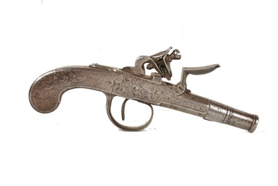 Lot 1064 - A Belgian all steel Flintlock Pocket Pistol