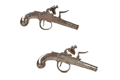 Lot 1068 - A pair of Continental all steel Flintlock pistols