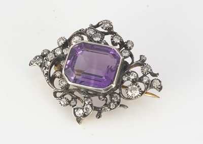 Lot 141 - A 19th Century diamond and amethyst brooch