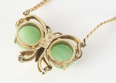 Lot 149 - A 14ct gold and jadeite jade butterfly pendant and chain