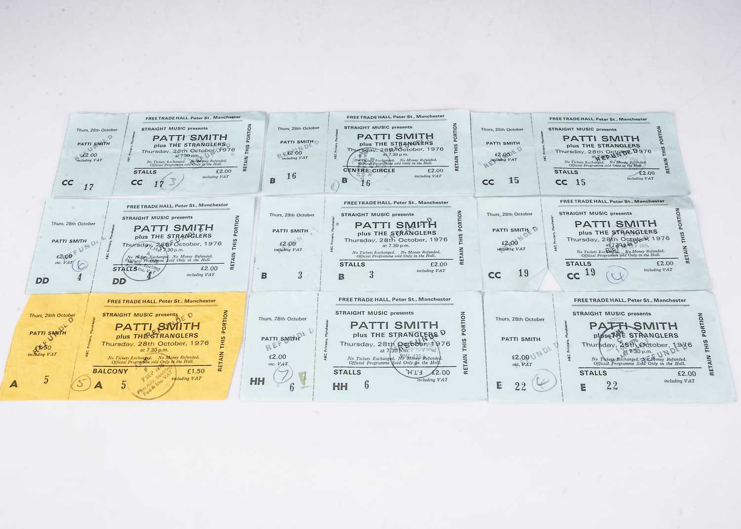 Lot 399 - Patti Smith / Stranglers Concert Tickets