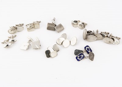 Lot 166 - A collection of silver gentleman's cufflinks
