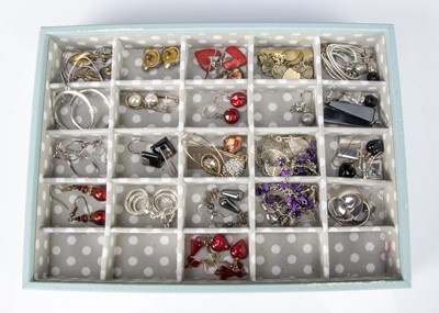 Lot 6 - A large collection of drop, stud, gem and paste set earrings