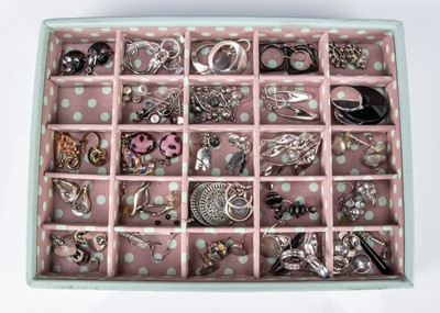 Lot 6 - A large collection of drop, stud, gem and paste set earrings