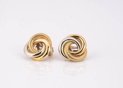 Lot 52 - A pair of Italian 18ct gold two colour knot earrings