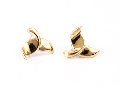Lot 53 - A pair of continental 14k marked whales tail ear studs