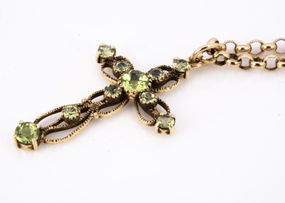 Lot 63 - A 9ct gold peridot openwork cross