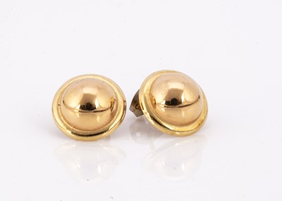 Lot 64 - A pair of domed 18ct gold stud earrings