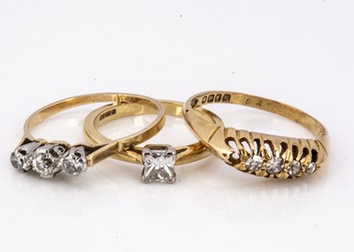 Lot 97 - Three 18ct gold diamond dress rings