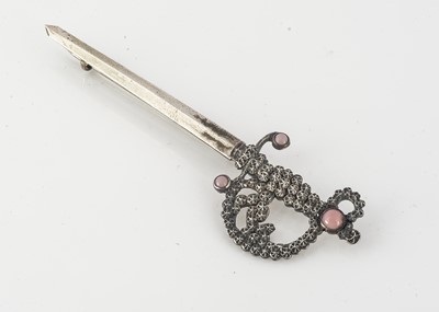 Lot 180 - A Victorian Charles Horner silver broad sword pin brooch