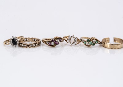 Lot 108 - Six 9ct gold dress rings