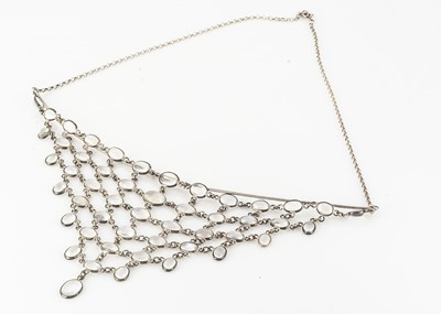 Lot 181 - A contemporary white metal and moonstone fringe necklace