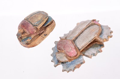 Lot 145 - Two stone/resin scarab brooches