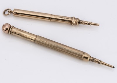 Lot 148 - Two 9ct gold telescopic retractable pencils