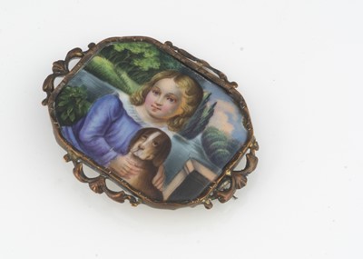 Lot 194 - A 19th Century continental painted glass panel brooch