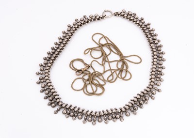 Lot 211 - A late 19th century white metal fringe necklace