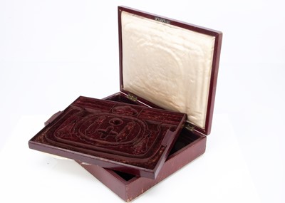 Lot 238 - A 19th century red leather fitted jewel box