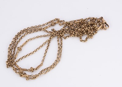 Lot 239 - A 9c marked fancy linked guard chain