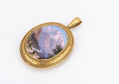 Lot 258 - A 19th century enamel and yellow metal oval locket