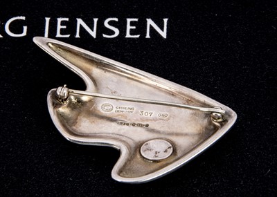 Lot 273 - Henning Koppel for Georg Jensen blue fish 307 silver brooch