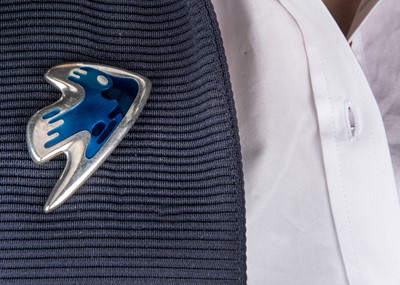 Lot 273 - Henning Koppel for Georg Jensen blue fish 307 silver brooch