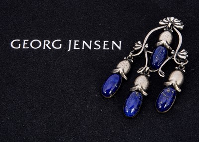 Lot 278 - Early 20th century Georg Jensen lapis brooch No. 44