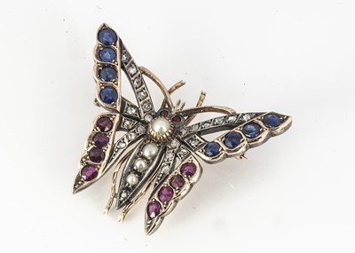 Lot 197 - A Victorian multi gem set butterfly brooch