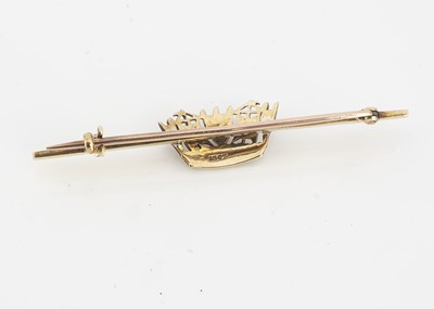 Lot 199 - An 18ct gold seed pearl Naval sweetheart brooch