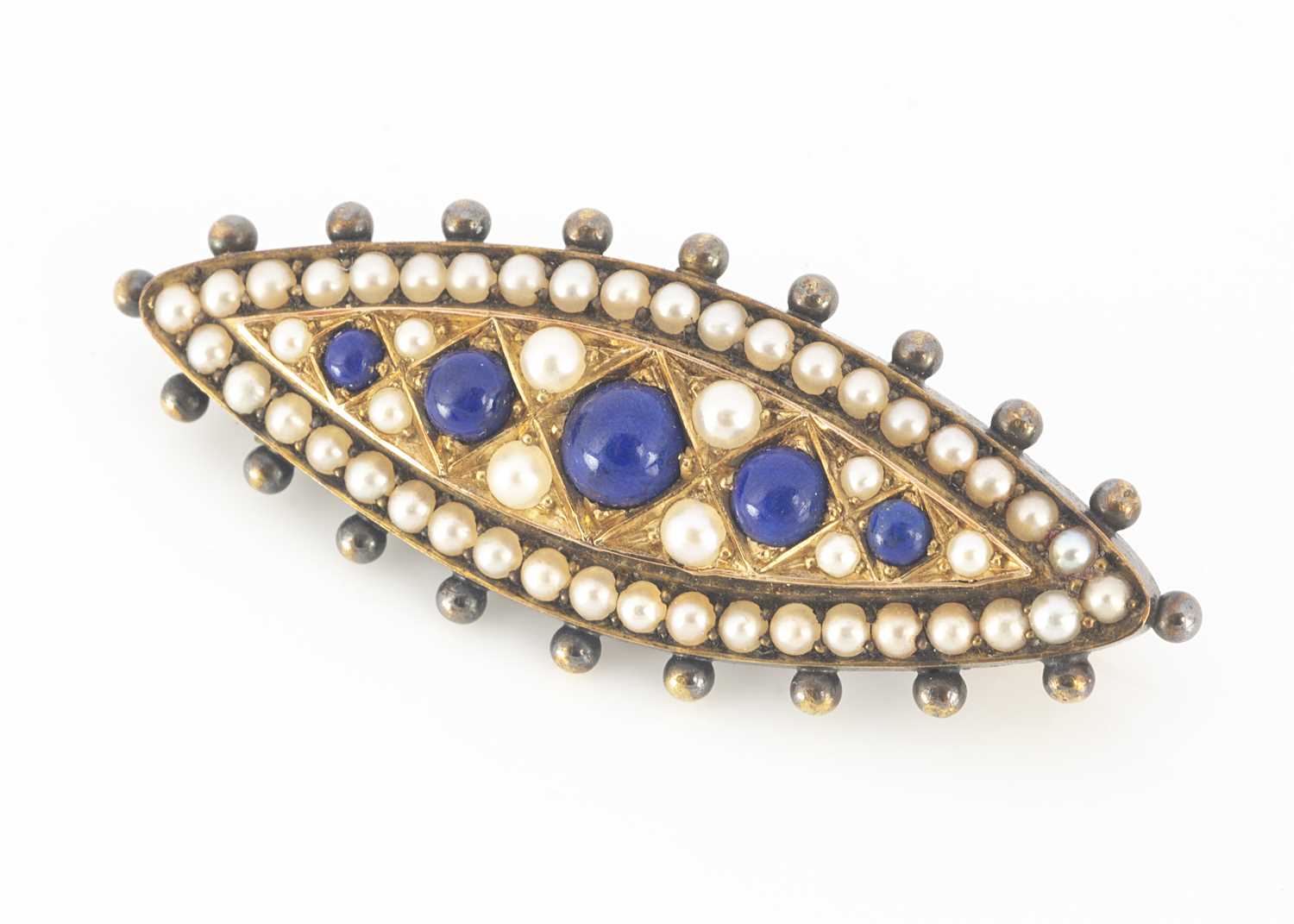 Lot 2 - A continental navette shaped brooch
