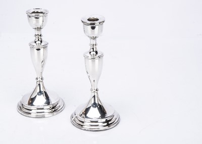 Lot 392 - A pair of 1960s silver filled candlesticks by T&S