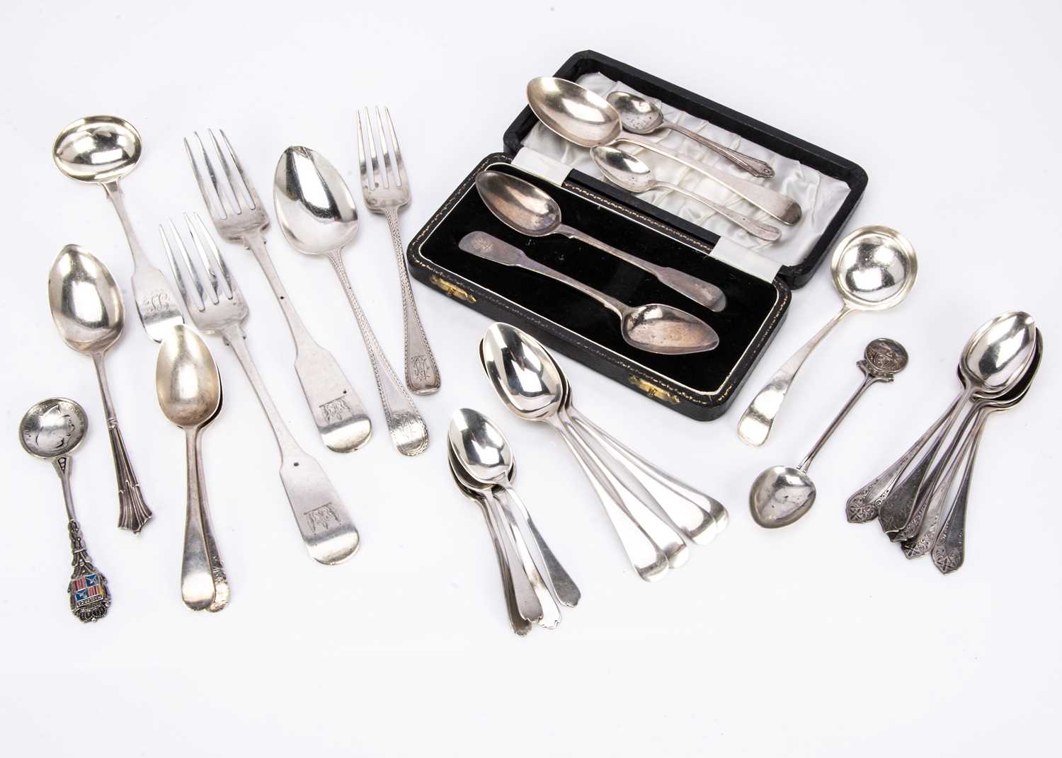 Lot 419 - A collection of silver flatware