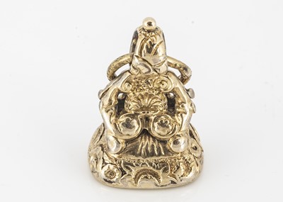 Lot 210 - An antique gilt metal and hardstone fob seal