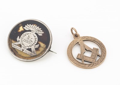 Lot 216 - A George V 9ct gold openwork Masonic pendant