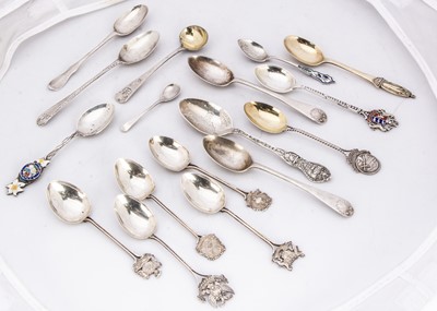 Lot 506 - A collection of silver souvenir and other teaspoons