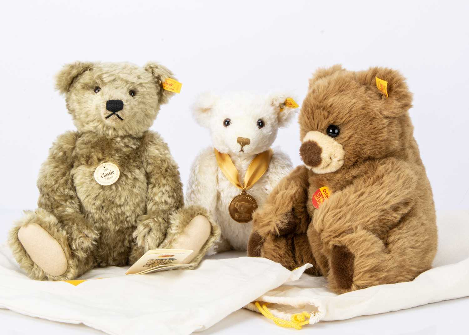 Lot 24 - Three Steiff yellow tag teddy bears