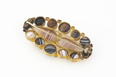 Lot 226 - A Victorian gilt metal and banded agate specimen brooch