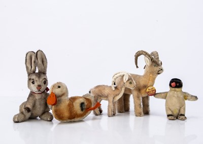 Lot 171 - Five Steiff post-war wild animal soft toys