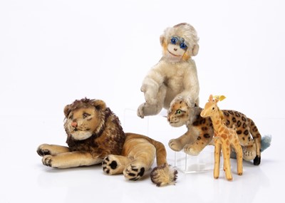 Lot 174 - Four post-war Steiff wild animal soft toys