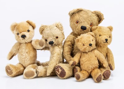 Lot 214 - Four Chad Valley teddy bears