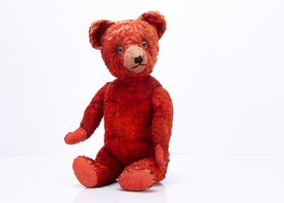 Lot 269 - A 1930s British red artificial silk plush teddy bear