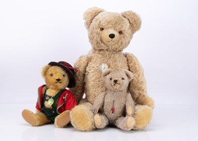 Lot 304 - Three German post-war teddy bears with tags