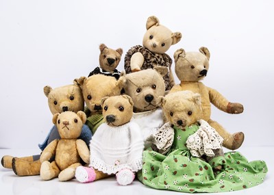 Lot 358 - Nine post-war British jointed  teddy bears