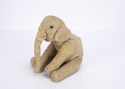 Lot 396 - An early German pale grey burlap jointed elephant