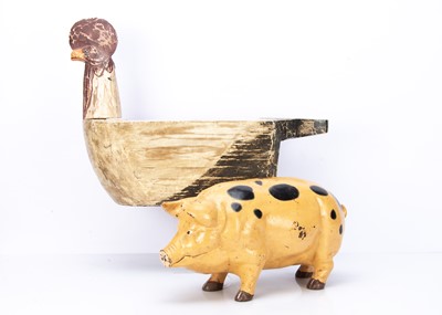 Lot 478 - A large recent cast-iron pig money bank